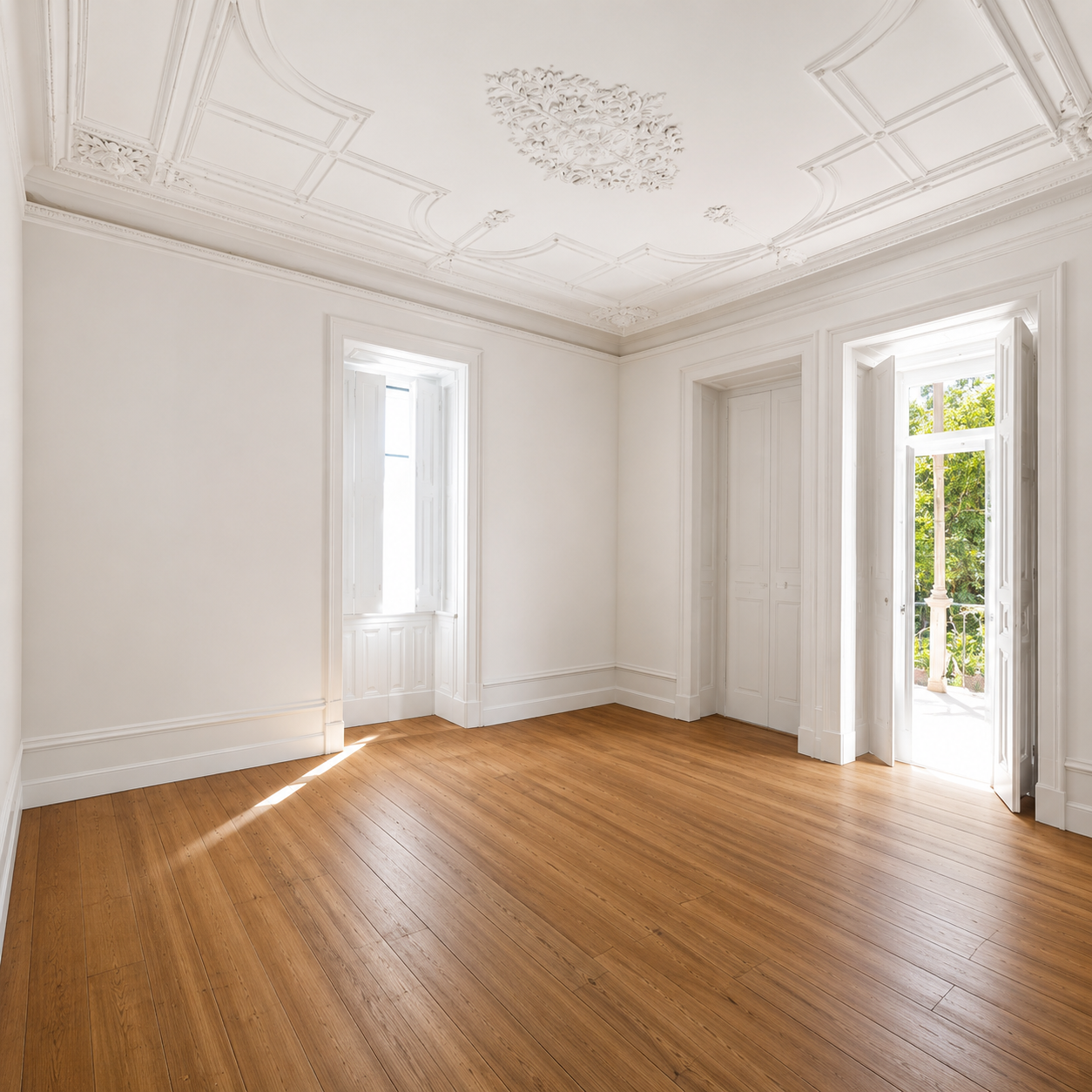 Sala interior pintada com luz natural